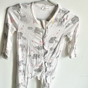 Angle Dear Viscose Bamboo Elephant Print Ruffle Bottom Zippered Footy pajamas